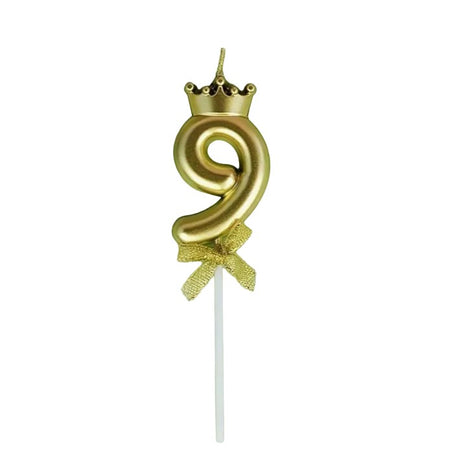 Lumanare Pentru Tort Cifra 9, Gold, Party - vivimall.ro