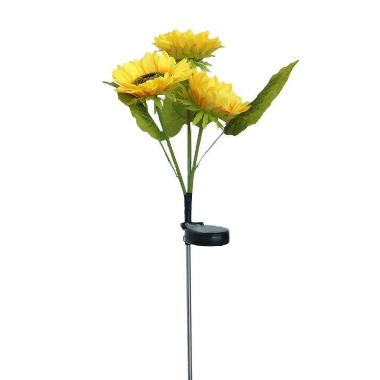 Lampa Solara Led Tip Floarea Soarelui Cu 3 Flori, Inaltime 70 Cm, Pentru Gradina - vivimall.ro