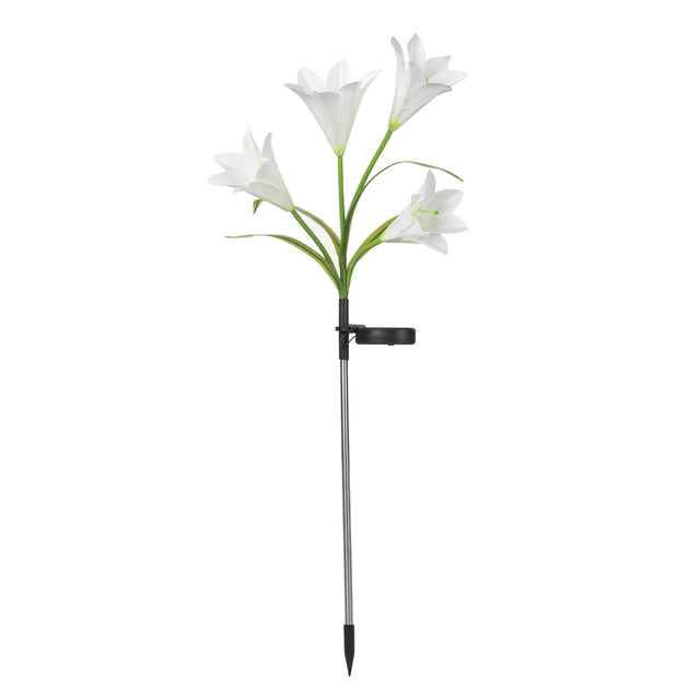 Lumina solara LED tip Crin cu 4 flori, inaltime 80 cm, pentru gradina, Vivimall - vivimall.ro