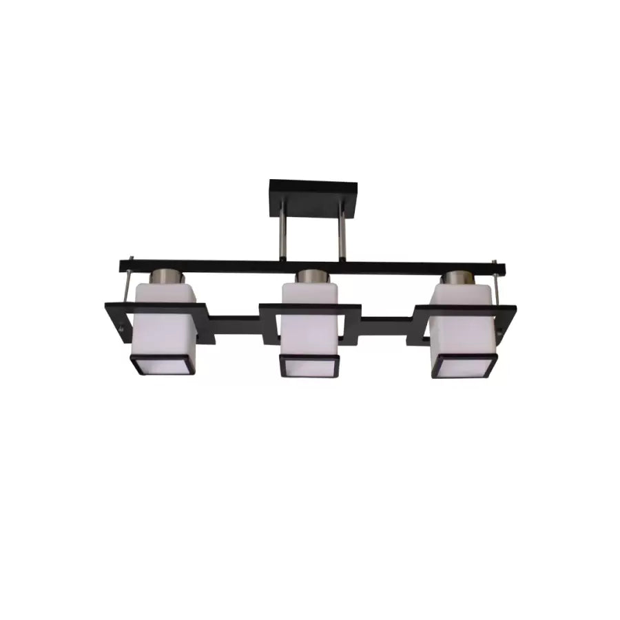 Lustra Clasica Aramis Cu Lemn Abajur Patrat 3 X Dulie E27 Alb - vivimall.ro