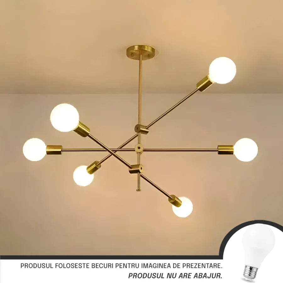 Lustra Dariya, 3 Brate, 6X E27, Metal - vivimall.ro