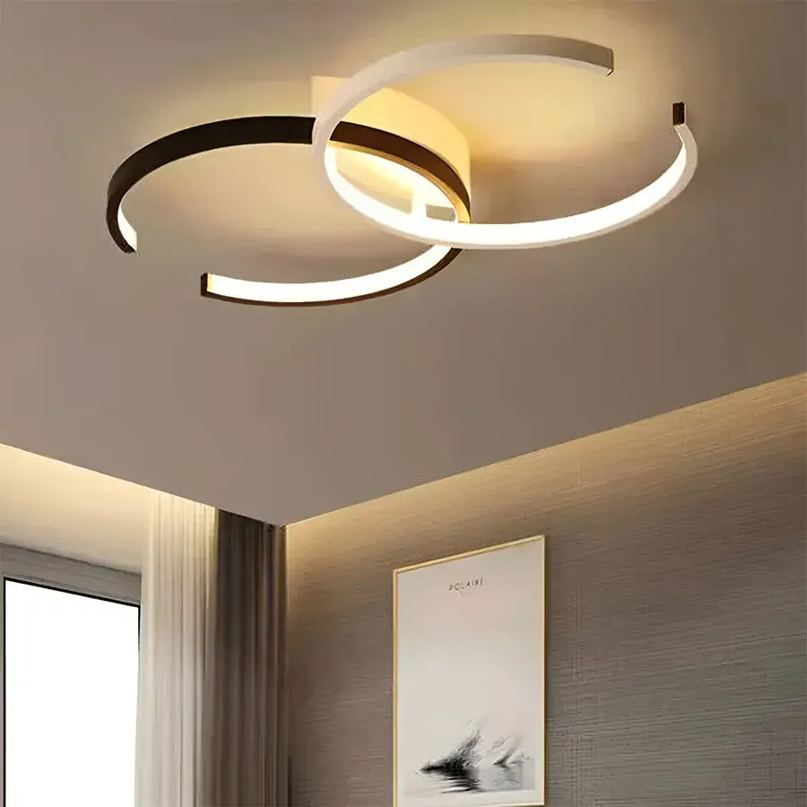 Lustra Led Cu Telecomanda Vector Semiarc, 2 Elemente, Lumina Rece/Calda/Neutra, Dimabila - vivimall.ro