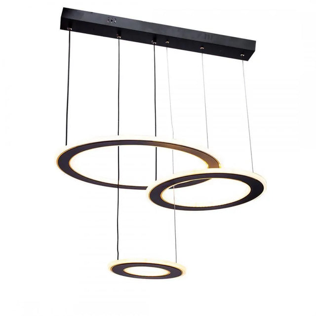 Lustra Led Suspendata Cu Telecomanda Bianca, 3 Cercuri, Lumina Rece/Calda/Neutra, Dimabila - vivimall.ro