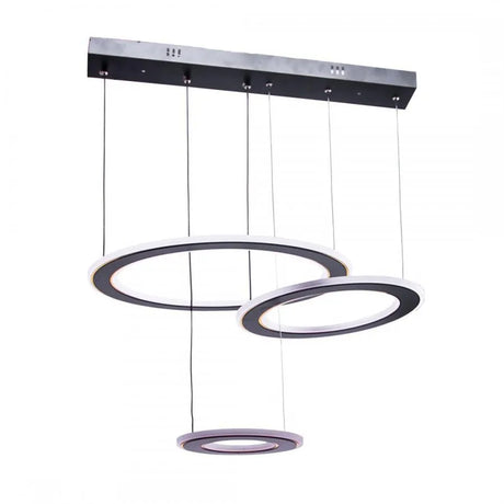 Lustra Led Suspendata Cu Telecomanda Bianca, 3 Cercuri, Lumina Rece/Calda/Neutra, Dimabila - vivimall.ro