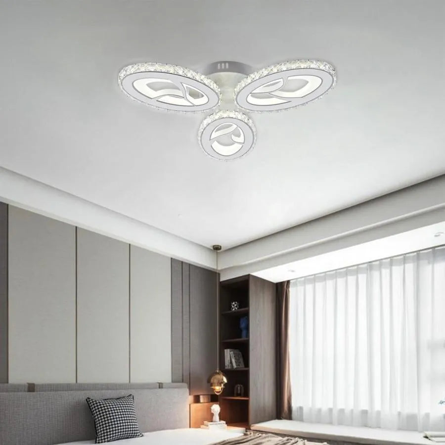 Lustra Led Cu Telecomanda Si Cristal Caprice, Lumina Rece/Calda/Neutra, Dimabila - vivimall.ro