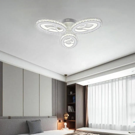 Lustra Led Cu Telecomanda Si Cristal Caprice, Lumina Rece/Calda/Neutra, Dimabila - vivimall.ro