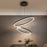 Lustra Led Suspendata Cu Telecomanda Casiana, 2 Cercuri, Lumina Rece/Calda/Neutra, Dimabila - vivimall.ro