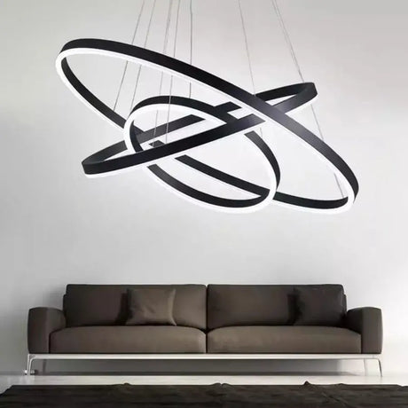 Lustra Led Suspendata Cu Telecomanda Casiana, 3 Cercuri, Lumina Rece/Calda/Neutra, Dimabila - vivimall.ro