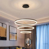 Lustra Led Suspendata Cu Telecomanda Casiana, 3 Cercuri, Lumina Rece/Calda/Neutra, Dimabila - vivimall.ro