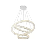 Lustra Led Suspendata Cu Telecomanda Si Cristal Cayden, 3 Cercuri, Lumina Rece/Calda/Neutra, Dimabila, Crom Lucios - vivimall.ro