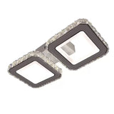 Lustra Led Cu Telecomanda Si Cristal Quadris, 2 Patrate, Lumina Rece/Calda/Neutra, Dimabila - vivimall.ro