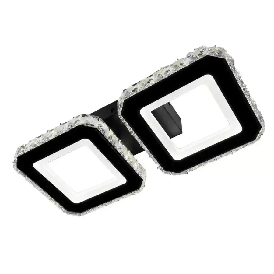 Lustra Led Cristal Quadris, 2 Patrate, Lumina Rece/Calda/Neutra, Dimabila - vivimall.ro