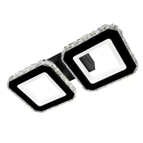 Lustra Led Cristal Quadris, 2 Patrate, Lumina Rece/Calda/Neutra, Dimabila - vivimall.ro