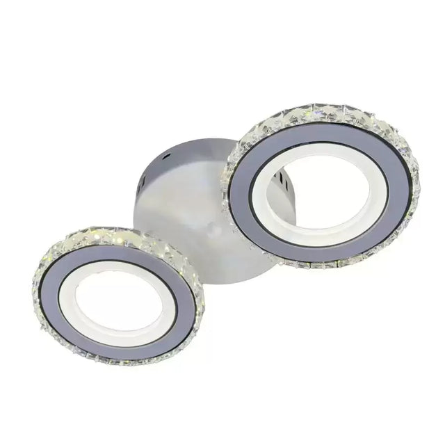 Lustra Led Cu Telecomanda Si Cristal Nova Rotonda, 2 Cercuri, Lumina Rece/Calda/Neutra - vivimall.ro