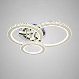 Lustra Led Cu Telecomanda Si Cristal Nova Rotonda Rgb, 3 Cercuri, Lumina Rece/Calda/Neutra, Dimabila - vivimall.ro