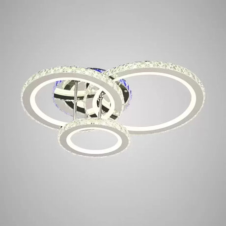 Lustra Led Cu Telecomanda Si Cristal Nova Rotonda Rgb, 3 Cercuri, Lumina Rece/Calda/Neutra, Dimabila - vivimall.ro