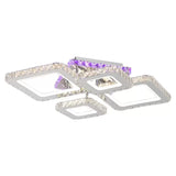Lustra Led Cu Telecomanda Si Cristal Nova Rhomba Rgb, 4 Patrate, Lumina Rece/Calda/Neutra, Dimabila - vivimall.ro