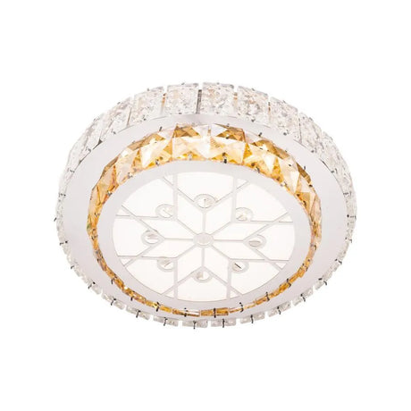 Lustra Led Cu Telecomanda Si Cristal Abatia, Rotunda, Lumina Rece/Calda/Neutra, Dimabila - vivimall.ro