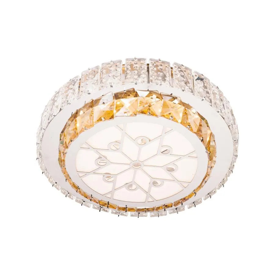 Lustra Led Cu Telecomanda Si Cristal Abatia, Rotunda, Lumina Rece/Calda/Neutra, Dimabila - vivimall.ro