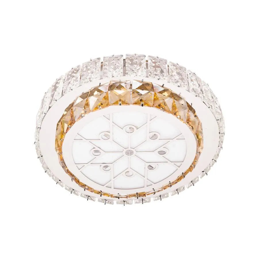 Lustra Led Cu Telecomanda Si Cristal Abatia, Rotunda, Lumina Rece/Calda/Neutra, Dimabila - vivimall.ro