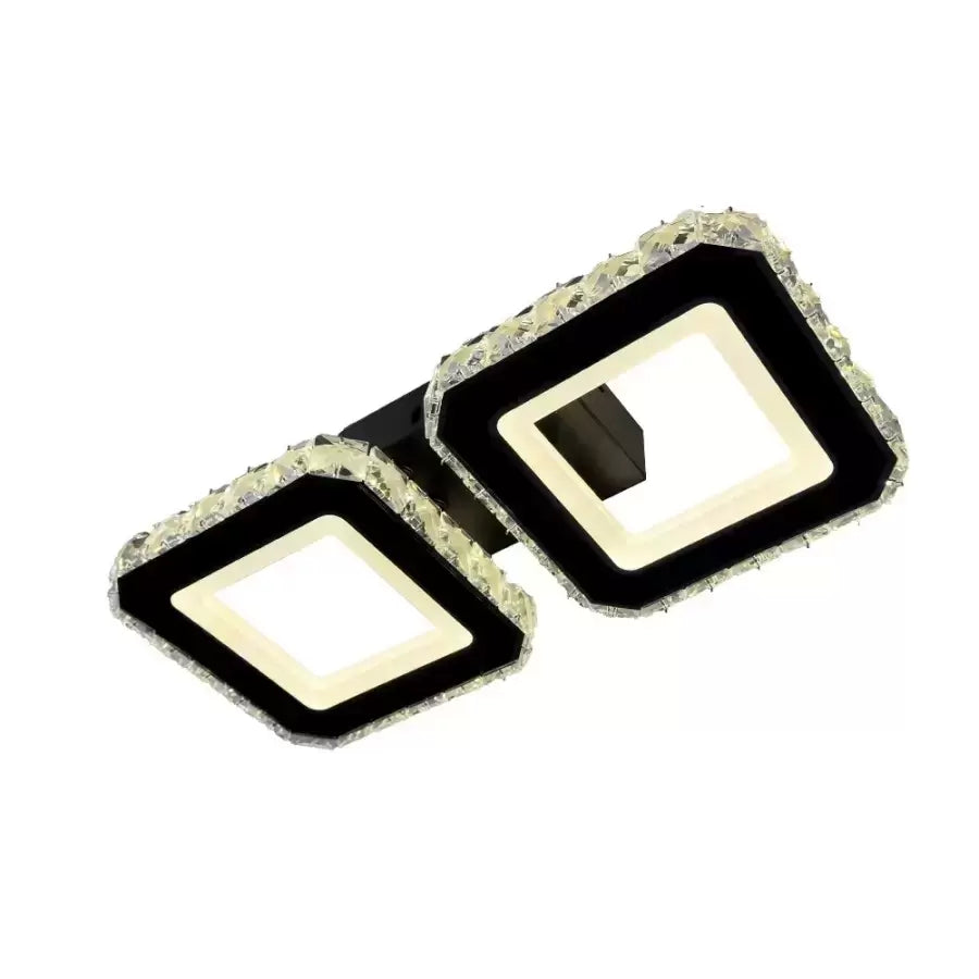 Lustra Led Cristal Quadris, 2 Patrate, Lumina Rece/Calda/Neutra, Dimabila - vivimall.ro