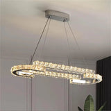 Lustra Led Suspendata Cu Telecomanda Si Cristal Samira, Liniara, Lumina Rece/Calda/Neutra, Dimabila - vivimall.ro