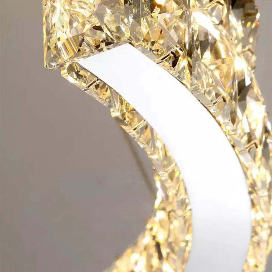 Lustra Led Suspendata Cu Telecomanda Si Cristal Samira, Liniara, Lumina Rece/Calda/Neutra, Dimabila - vivimall.ro
