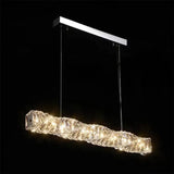 Lustra Led Suspendata Cu Telecomanda Si Cristal Sehrazat, Liniara, Lumina Rece/Calda/Neutra, Dimabila, Crom Lucios - vivimall.ro