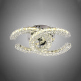 Lustra Led Cu Telecomanda Si Cristal Shia, 2 Cercuri, Lumina Rece/Calda/Neutra, Dimabila - vivimall.ro