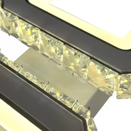 Lustra Led Cu Telecomanda Si Cristal Quadris, 2 Patrate, Lumina Rece/Calda/Neutra, Dimabila - vivimall.ro