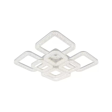 Lustra Led Cu Telecomanda Si Cristal Atlanta, 8 Patrate, Lumina Rece/Calda/Neutra, Dimabila - vivimall.ro