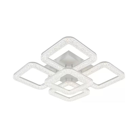 Lustra Led Cu Telecomanda Si Cristal Atlanta, 5 Patrate, Lumina Rece/Calda/Neutra, Dimabila - vivimall.ro