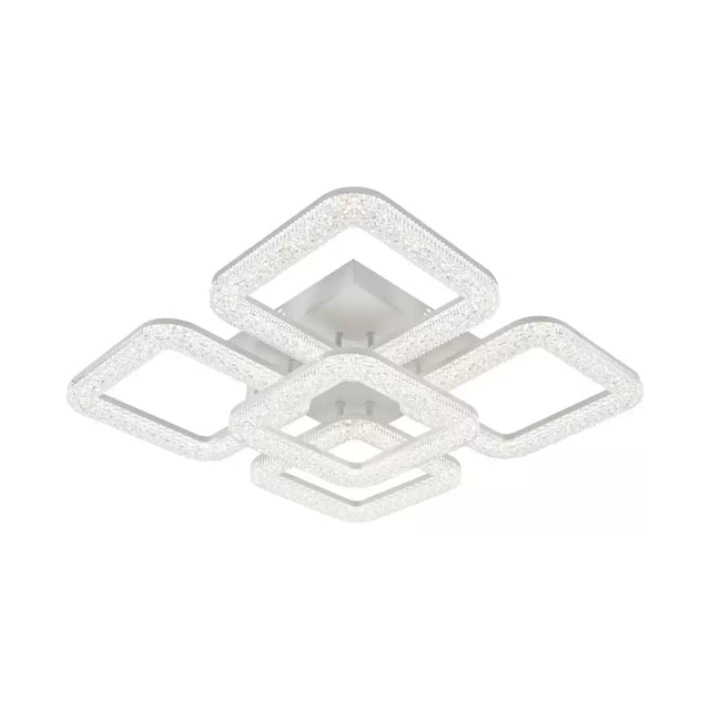 Lustra Led Cu Telecomanda Si Cristal Atlanta, 5 Patrate, Lumina Rece/Calda/Neutra, Dimabila - vivimall.ro