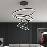 Lustra Led Suspendata Cu Telecomanda Azariah, 4 Cercuri, Lumina Rece/Calda/Neutra, Dimabila - vivimall.ro