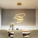Lustra Led Suspendata Cu Telecomanda Elizabeth, 3 Cercuri, Lumina Rece/Calda/Neutra, Dimabila, Lucios - vivimall.ro