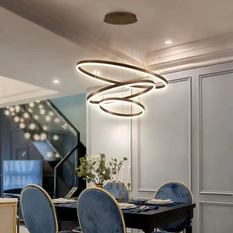 Lustra Led Suspendata Cu Telecomanda Emanuelle, 3 Cercuri, Lumina Rece/Calda/Neutra, Dimabila - vivimall.ro