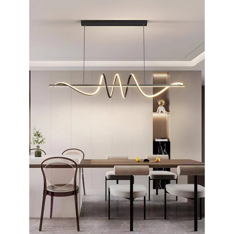 Lustra Led Suspendata Cu Telecomanda Ribbon, Liniara, Lumina Rece/Calda/Neutra, Dimabila - vivimall.ro