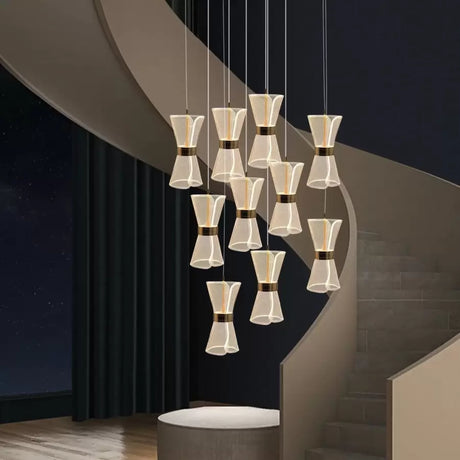 Lustra Led Suspendata Cu Telecomanda Jerome, 10 Elemente, Lumina Rece/Calda/Neutra, Dimabila - vivimall.ro