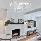 Lustra Led Cu Telecomanda Lucy, 4 Cercuri, Lumina Rece/Calda/Neutra, Dimabila - vivimall.ro