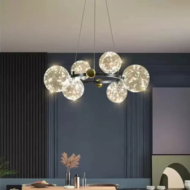 Lustra Led Cu Telecomanda Noel, 6 Globuri, Lumina Rece/Calda/Neutra, Dimabila - vivimall.ro