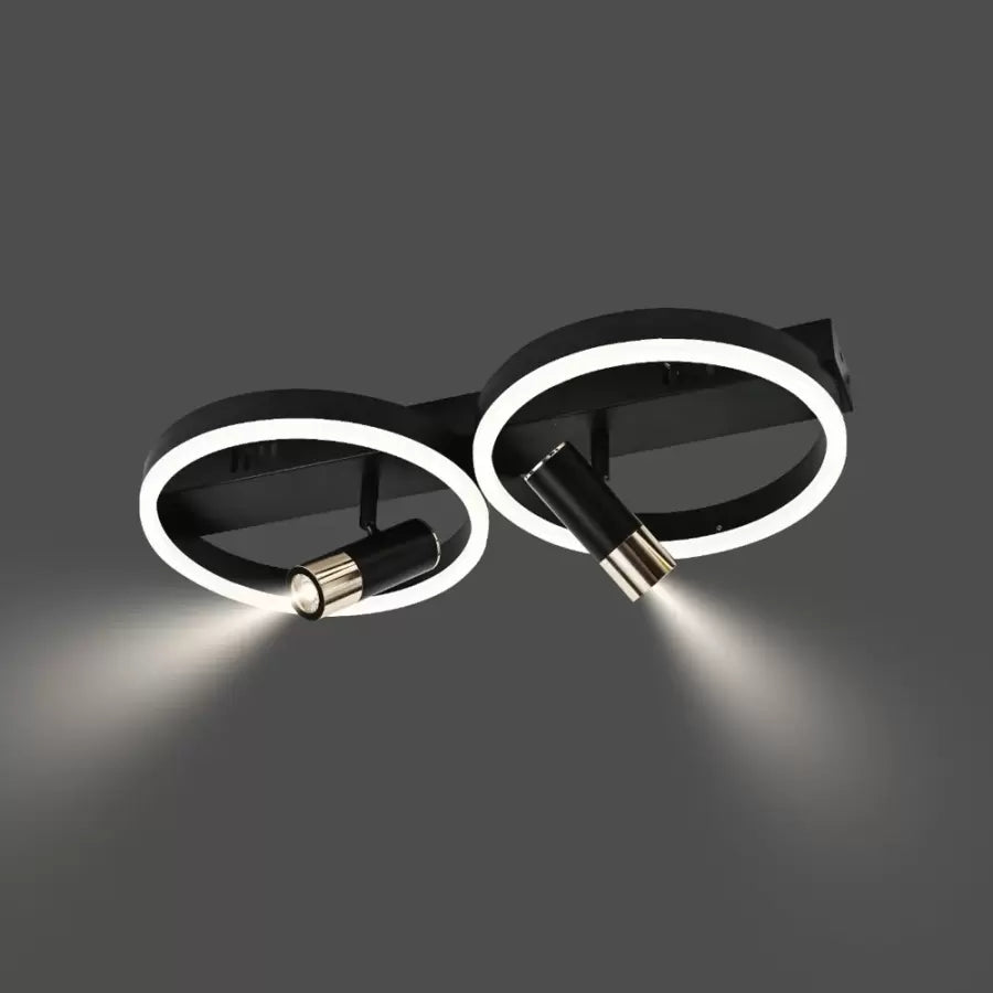 Lustra Led Cu Proiector Reglabil Si Telecomanda Ruben, 2 Cercuri, Lumina Rece/Calda/Neutra, Dimabila - vivimall.ro