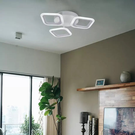 Lustra Led Erika, 3 Patrate, Lumina Neutra - vivimall.ro