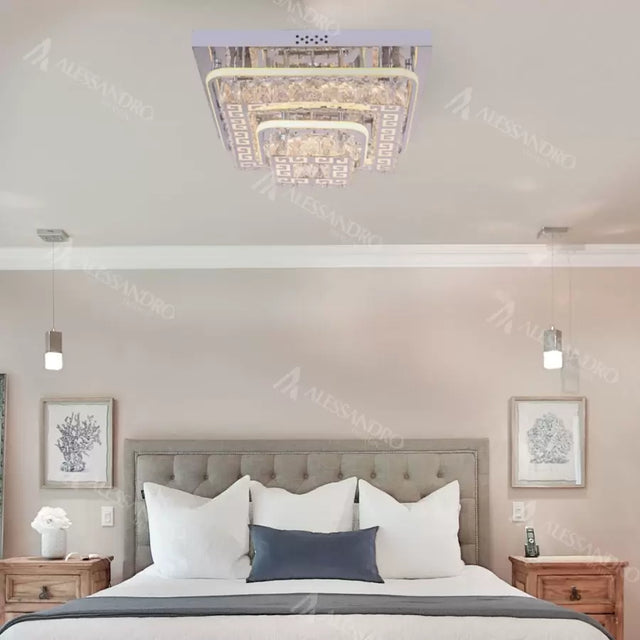 Lustra Led Cu Telecomanda Si Cristal Etan, Lumina Rece/Calda/Neutra, Dimabila - vivimall.ro