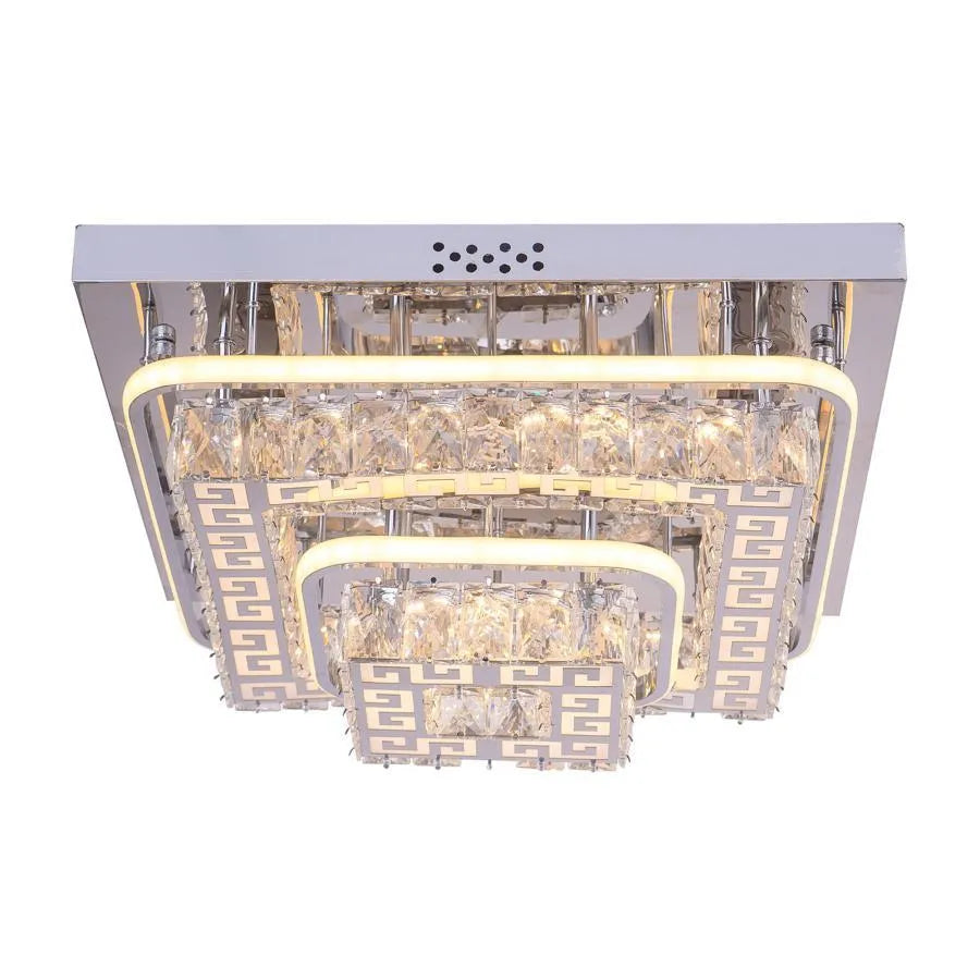 Lustra Led Cu Telecomanda Si Cristal Etan, Lumina Rece/Calda/Neutra, Dimabila - vivimall.ro