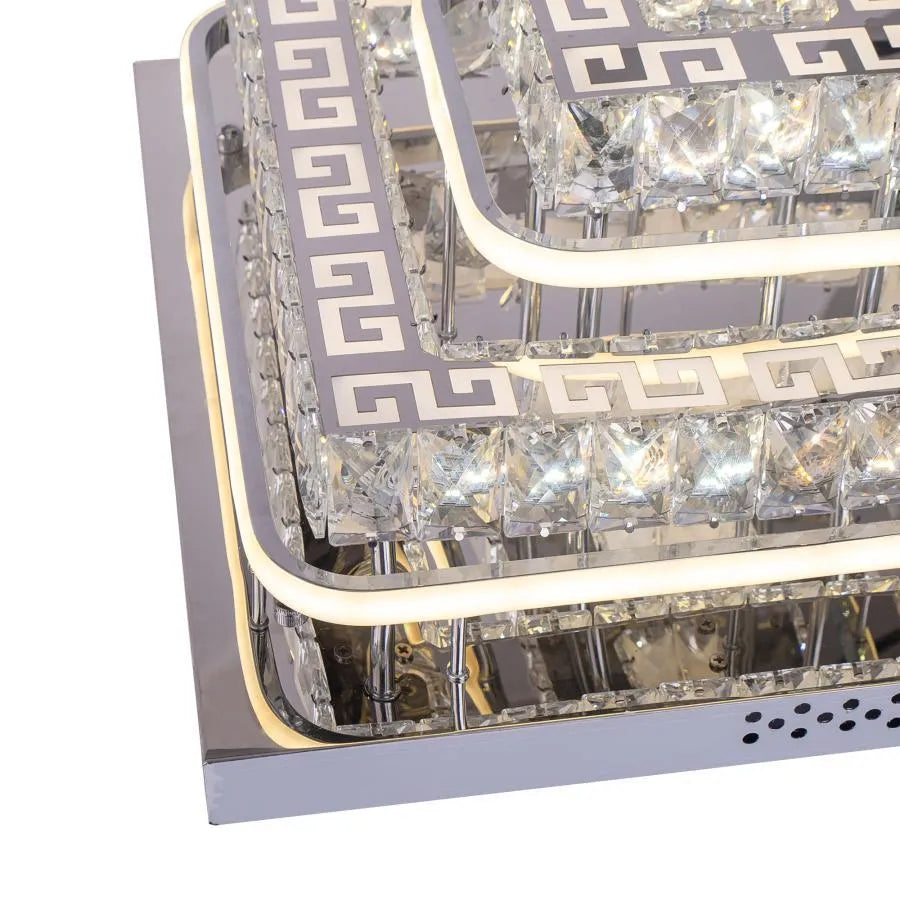 Lustra Led Cu Telecomanda Si Cristal Etan, Lumina Rece/Calda/Neutra, Dimabila - vivimall.ro