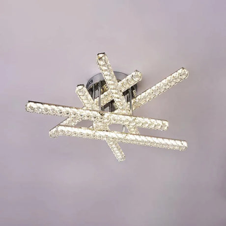 Lustra Led Cu Telecomanda Si Cristal Graciana, Liniara, Lumina Rece/Calda/Neutra, Dimabila - vivimall.ro