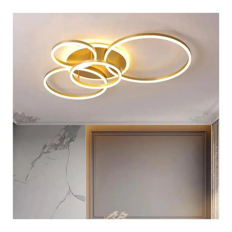 Lustra Led Cu Telecomanda Lyra, 4 Cercuri, Lumina Rece/Calda/Neutra, Dimabila - vivimall.ro