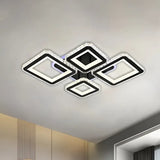 Lustra Led Cu Telecomanda Si Cristal Quadris Rgb, 4 Patrate, Lumina Rece/Calda/Neutra, Dimabila - vivimall.ro