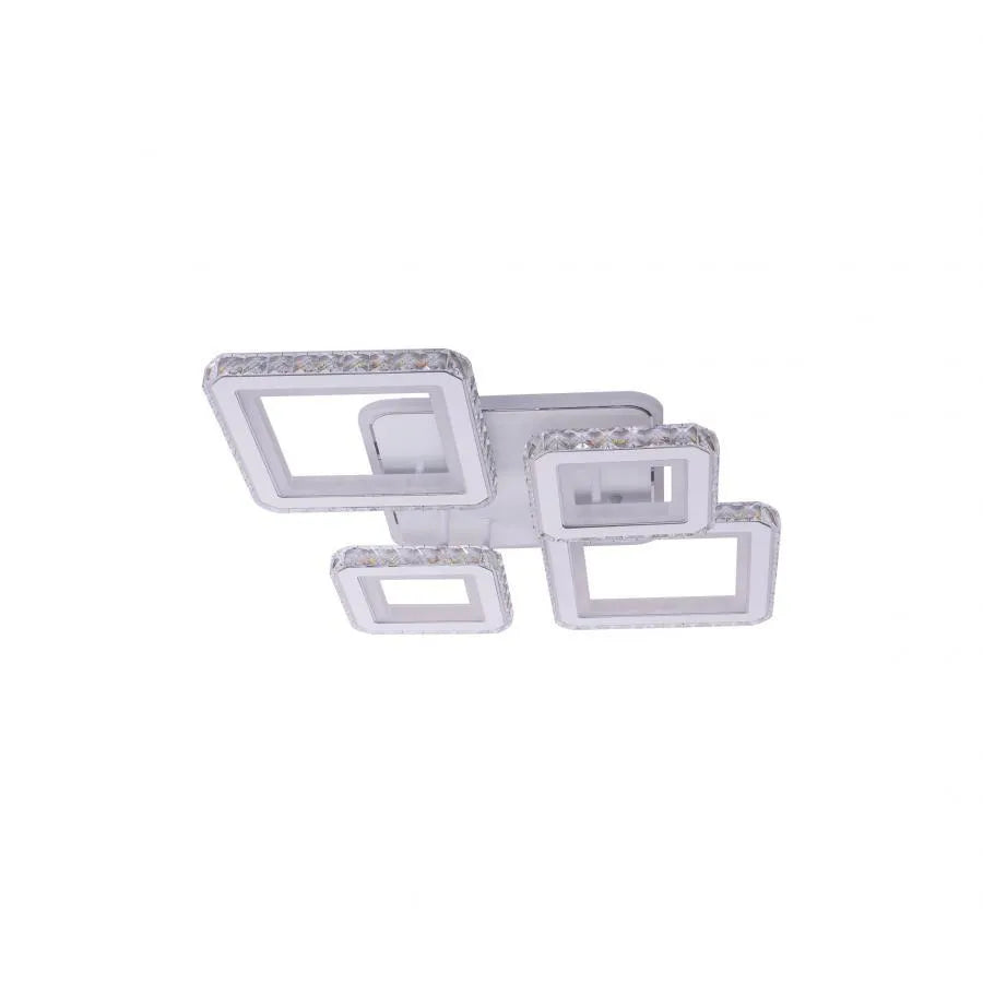 Lustra Led Cu Telecomanda Si Cristal Quadris Rgb, 4 Patrate, Lumina Rece/Calda/Neutra, Dimabila - vivimall.ro