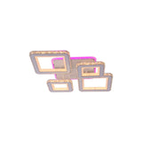 Lustra Led Cu Telecomanda Si Cristal Quadris Rgb, 4 Patrate, Lumina Rece/Calda/Neutra, Dimabila - vivimall.ro